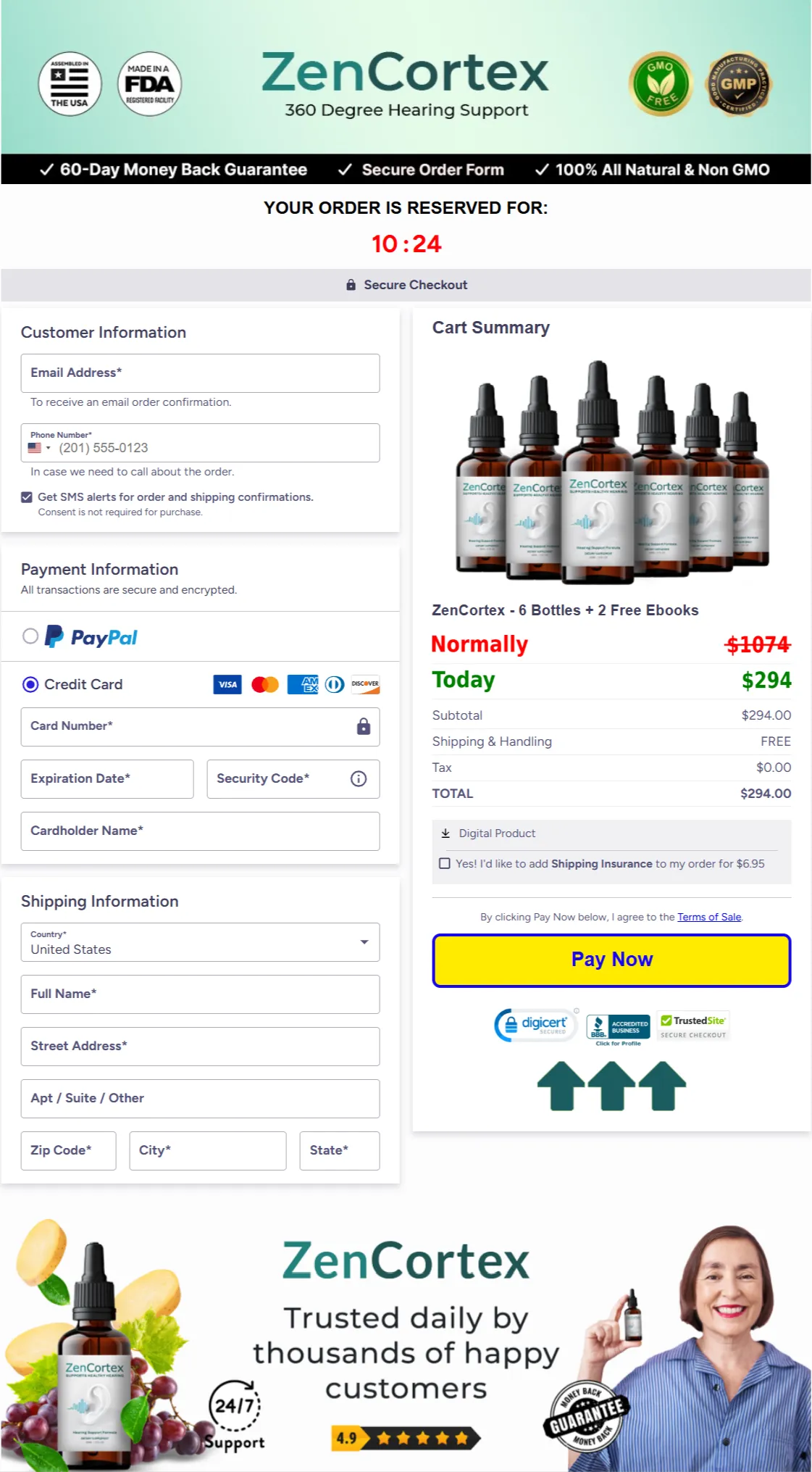 ZenCortex checkout page